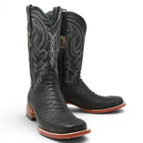 Men's Python Print Square Toe Boots in Black - Tanner Mark Boots