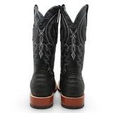 Men's Python Print Square Toe Boots in Black - Tanner Mark Boots