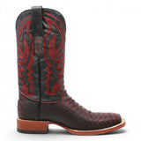 Men's Python Print Square Toe Boots in Black and Red - Tanner Mark Boots