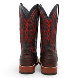 Men's Python Print Square Toe Boots in Black and Red - Tanner Mark Boots