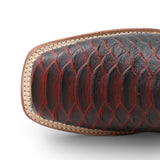 Men's Python Print Square Toe Boots in Black and Red - Tanner Mark Boots