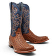Men's Caiman Hornback Print Square Toe Boots in Matte Cognac - Tanner Mark Boots - Pair View