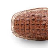 Men's Caiman Hornback Print Square Toe Boots in Matte Cognac - Tanner Mark Boots - Toe View