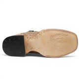 Men's Bull Hide Leather Square Toe Boots in Honey - Tanner Mark Boots