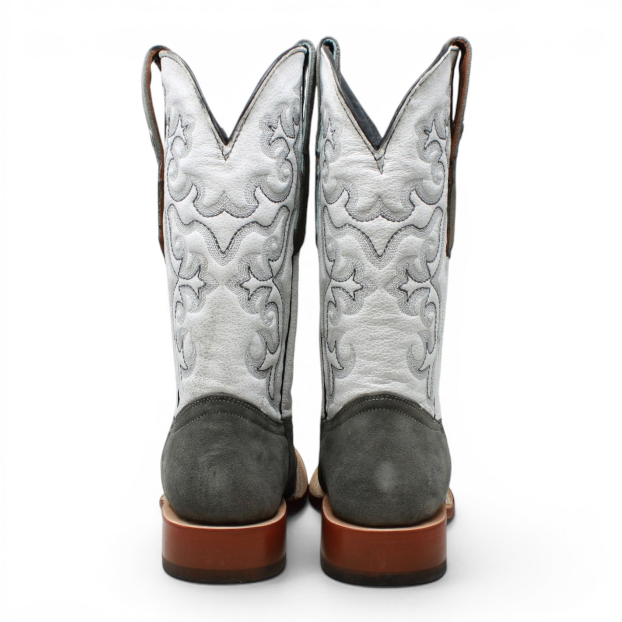 Men's Ruff Out Leather Square Toe Boots in Grey - Tanner Mark Boots