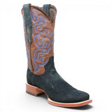 Men's Ruff Out Leather Square Toe Boots in Navy Blue - Tanner Mark Boots