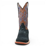 Men's Ruff Out Leather Square Toe Boots in Navy Blue - Tanner Mark Boots