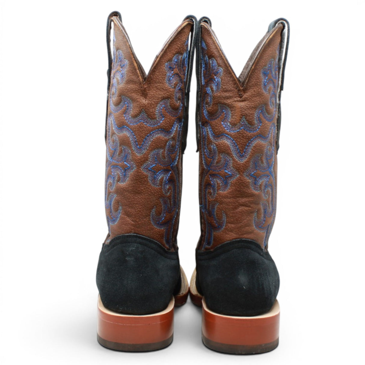 Men's Ruff Out Leather Square Toe Boots in Navy Blue - Tanner Mark Boots