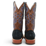 Men's Ruff Out Leather Square Toe Boots in Navy Blue - Tanner Mark Boots