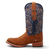 Men's Ruff Out Leather Square Toe Boots in Cognac - Tanner Mark Boots
