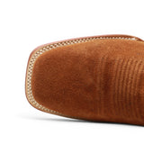 Men's Ruff Out Leather Square Toe Boots in Cognac - Tanner Mark Boots