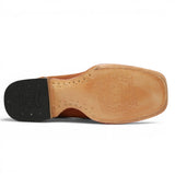 Men's Ruff Out Leather Square Toe Boots in Cognac - Tanner Mark Boots