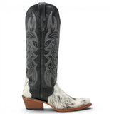 Women's Triad Hair on Cowhide Leather Snip Toe Tall Boots in Black and White - Tanner Mark Boots
