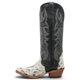 Women's Triad Hair on Cowhide Leather Snip Toe Tall Boots in Black and White - Tanner Mark Boots