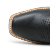 Women's Leather with Diamond Stitch & Star Inlay Square Toe Boots in Black - Tanner Mark Boots