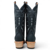 Women's Leather Triad with Tribal Stitch Square Toe Boots in Savage Blue - Tanner Mark Boots