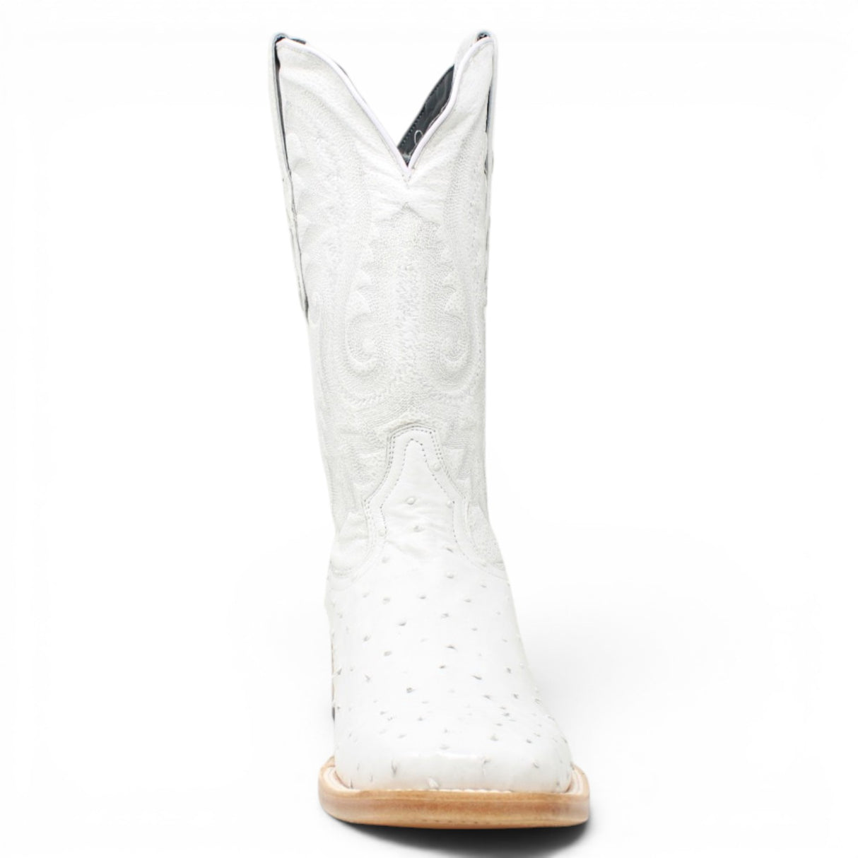 Men's Genuine Ostrich Square Toe Boots in Winter White - Tanner Mark Boots