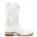 Men's Genuine Ostrich Square Toe Boots in Winter White - Tanner Mark Boots