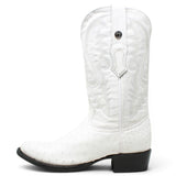 Men's Genuine Ostrich Round Toe Boots in Winter White - Tanner Mark Boots