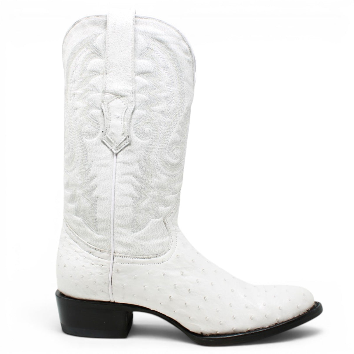 Men's Genuine Ostrich Round Toe Boots in Winter White - Tanner Mark Boots