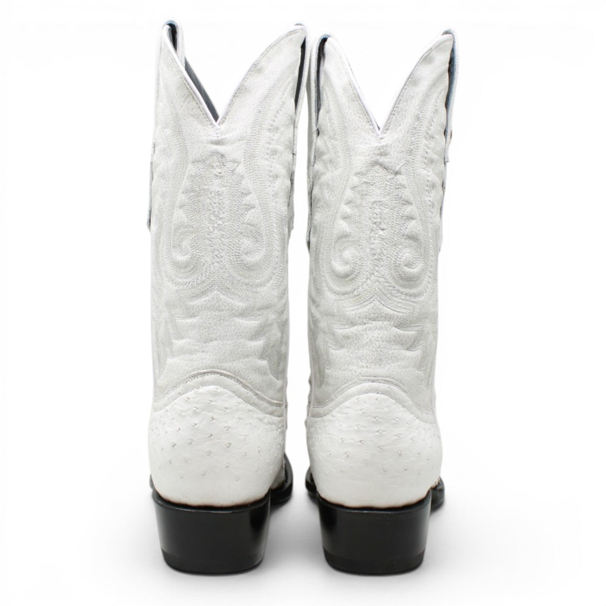 Men's Genuine Ostrich Round Toe Boots in Winter White - Tanner Mark Boots