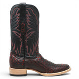 Men's Genuine Python Square Toe Boots in Red with Black - Tanner Mark Boots