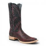Men's Genuine Python Square Toe Boots in Red with Black - Tanner Mark Boots