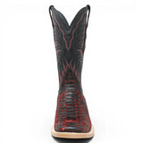 Men's Genuine Python Square Toe Boots in Red with Black - Tanner Mark Boots