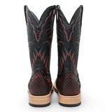 Men's Genuine Python Square Toe Boots in Red with Black - Tanner Mark Boots