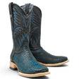 Men's Genuine Python Square Toe Boots in Blue with Black - Tanner Mark Boots