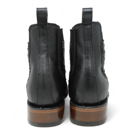 Men's Round Toe Ankle boot original python balck nobuck finish back view