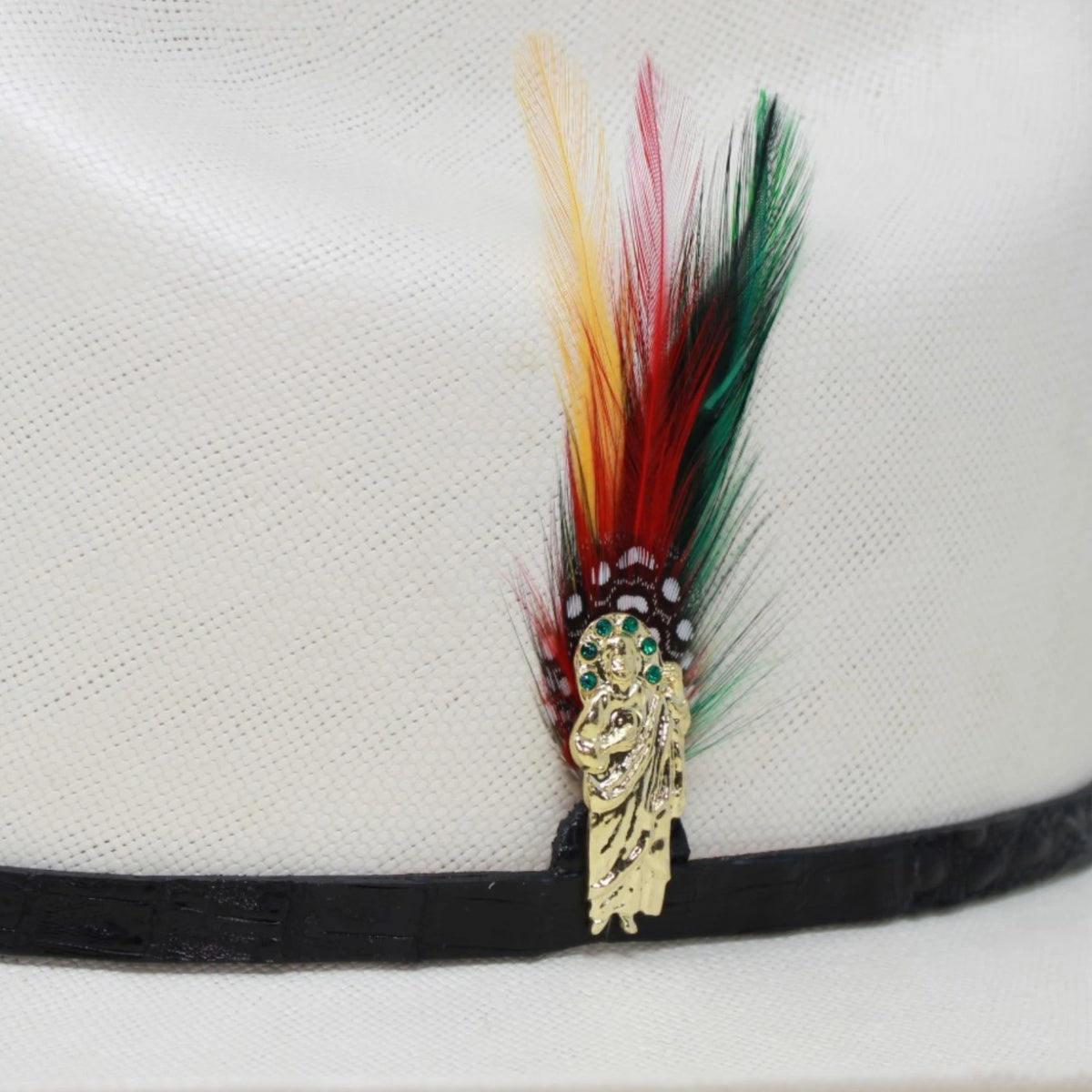 Sombrero Calidad 100,000X Horma Panama Copa Baja con Plumas WD
