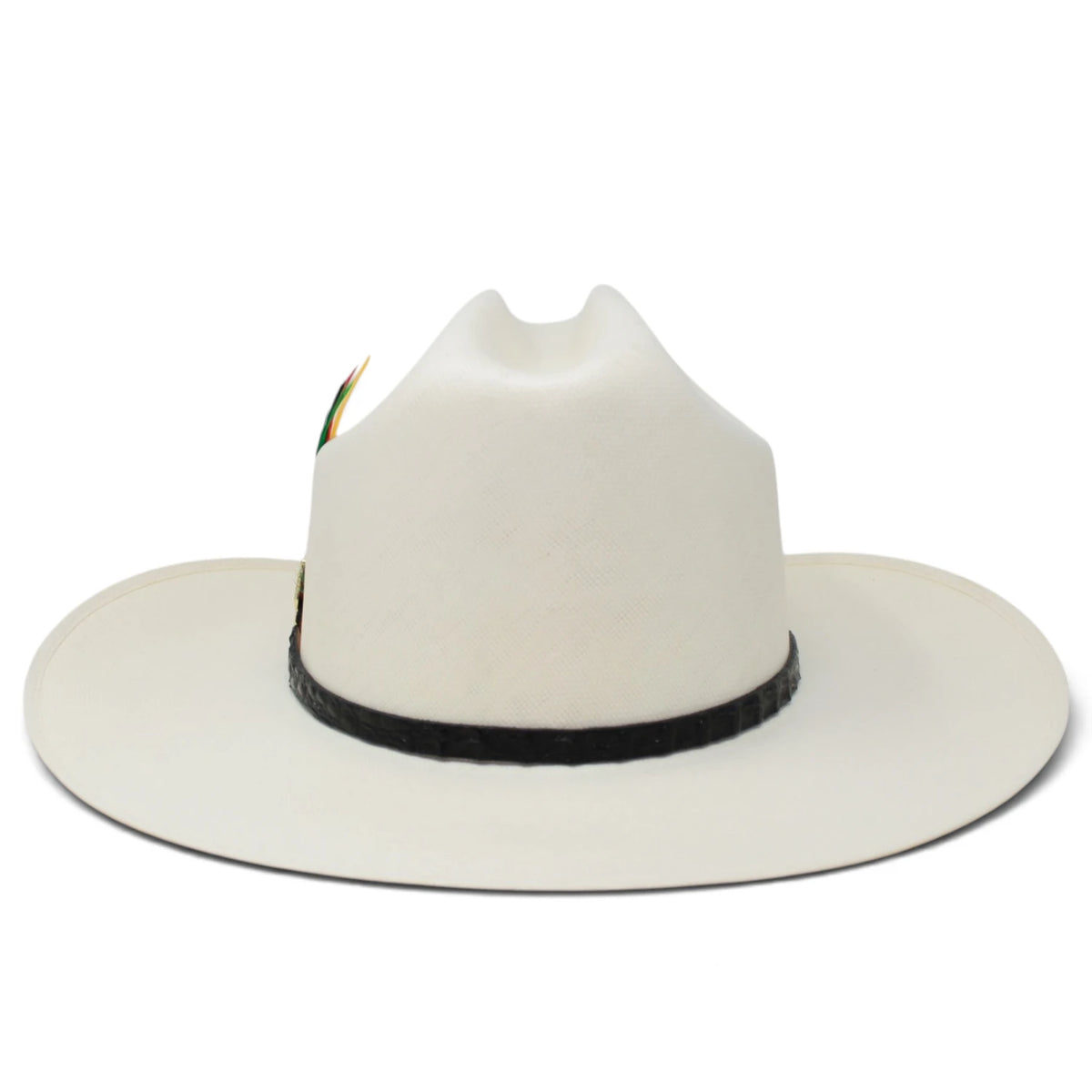 Sombrero Calidad 100,000X Horma Panama Copa Baja con Plumas WD