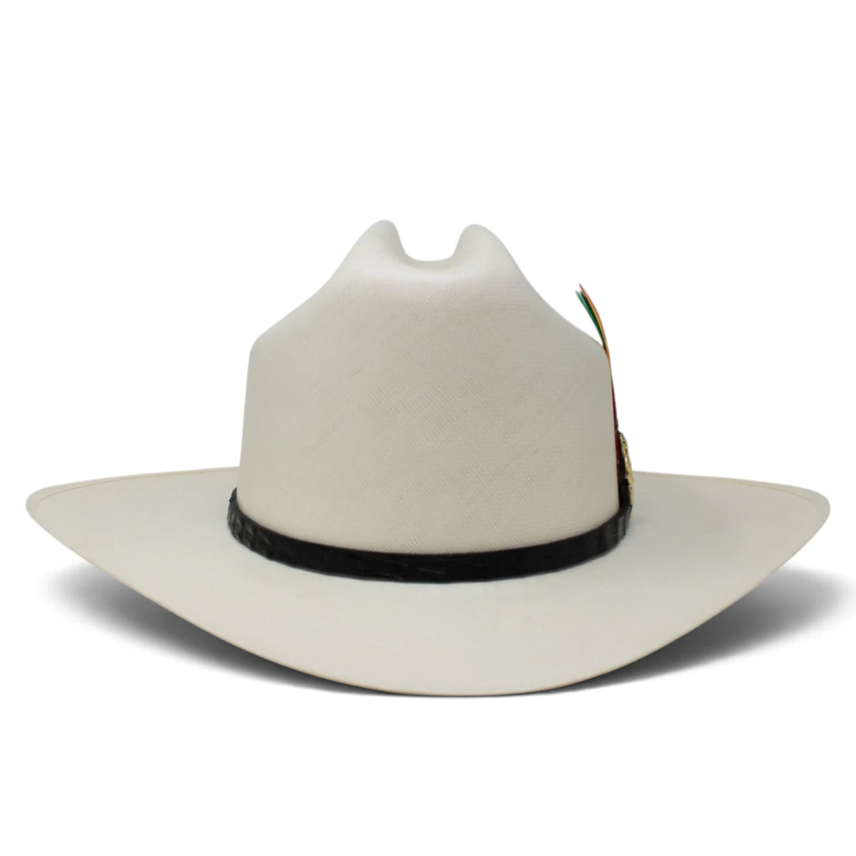 Sombrero Calidad 100,000X Horma Panama Copa Baja con Plumas WD