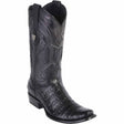 Western Men's Original Black Caiman Belly Dubai Square Toe Boot - Wild West Boots - Side View