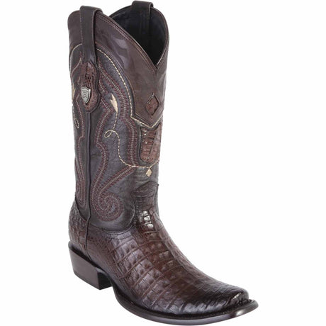 Western Men's Original Faded Brown Caiman Belly Dubai Square Toe Boot - Wild West Boots - Side View