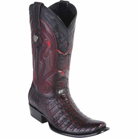 Western Men's Original Black Cherry Caiman Belly Dubai Square Toe Boot - Wild West Boots - Side View