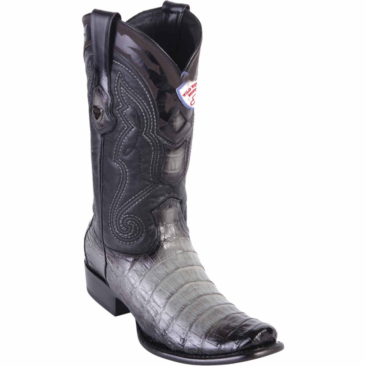Western Men's Original Faded Gray Caiman Belly Dubai Square Toe Boot - Wild West Boots - Side View