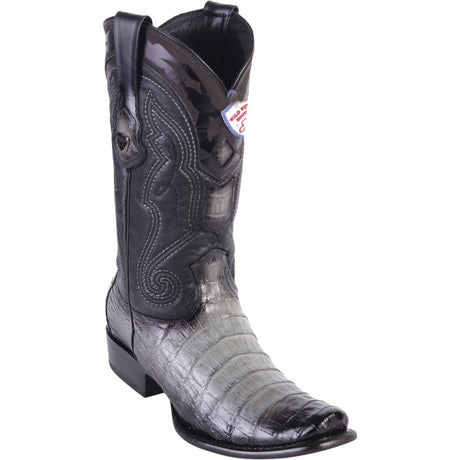 Western Men's Original Faded Gray Caiman Belly Dubai Square Toe Boot - Wild West Boots - Side View