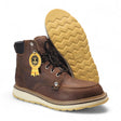 Bota de trabajo de 6" para hombre punta moc de piel genuina color miel con suela de hule antiderrapante resistente a aceite Hooch Boots H80131
