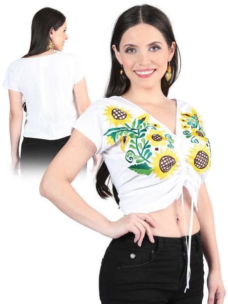 Artisanal Embroidered Blouse 100% Cotton White 603985 - Diana Zapateria Inc