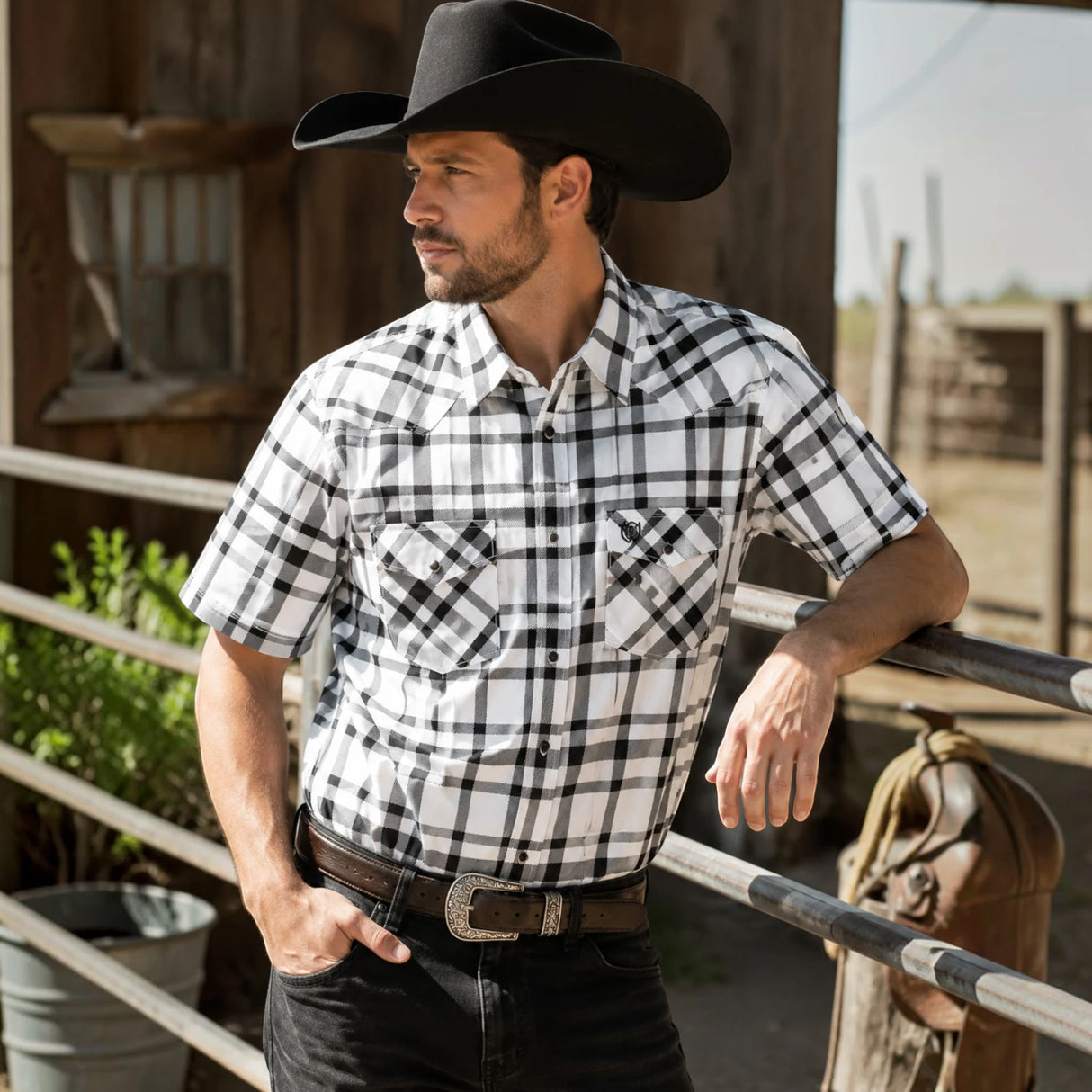 Camisa Vaquera de Manga Corta a Cuadros – The American West