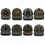 Las ocho gorras vaqueras bordadas negras tipo trucker con todos los disenos disponibles Hooch Boots