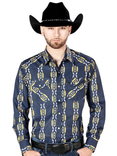 Blue Long Sleeve Cowboy Shirt 44219 - Diana Zapateria Inc