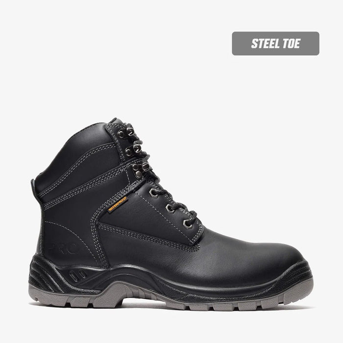 Bonanza Titan Pro 6 Plain Toe Work Boots STEEL Toe Black