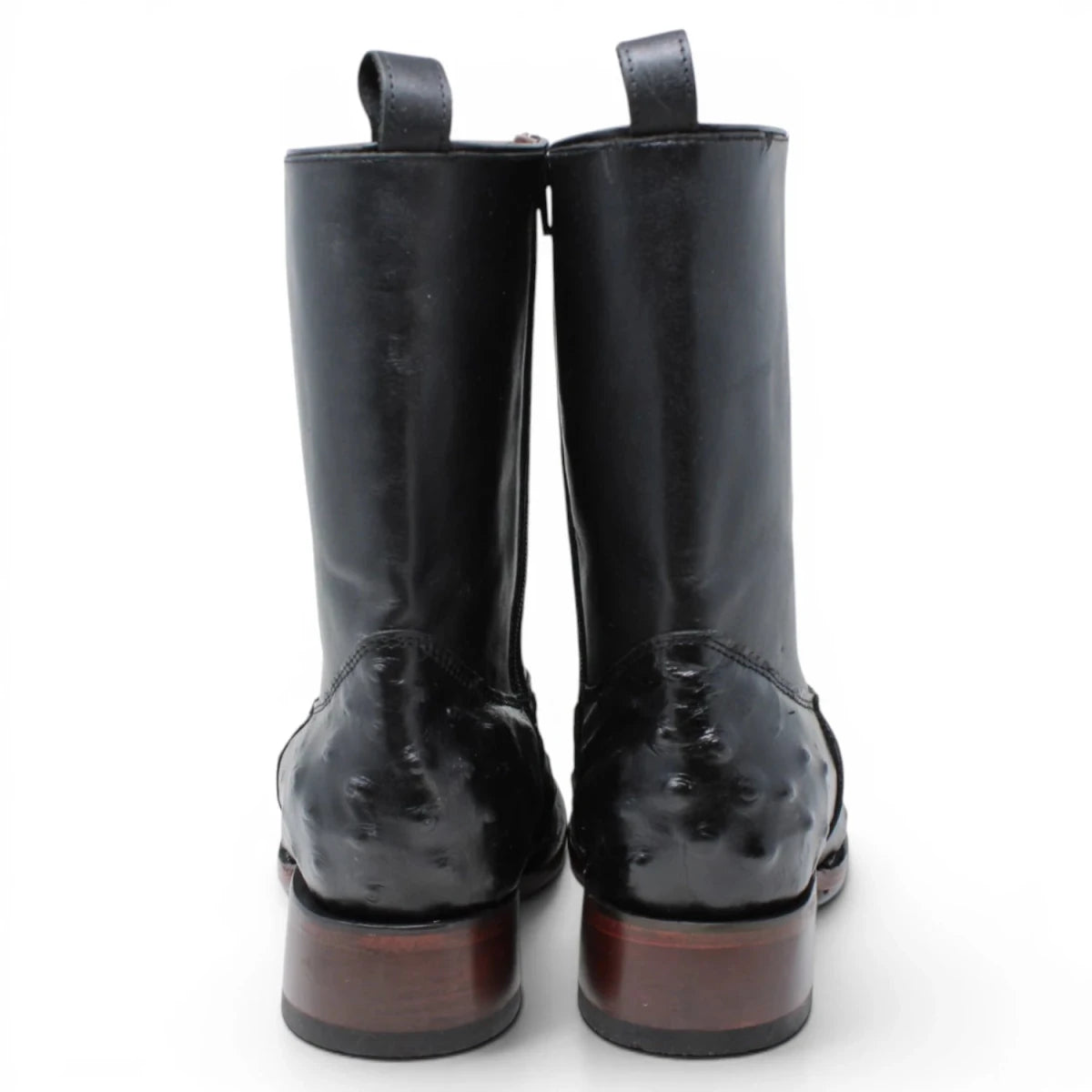 Bota Corta Dubai de Avestruz Grabado Color Negro con Cierra Q79BZ0305 - Quincy Boots