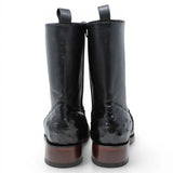 Bota Corta Dubai de Avestruz Grabado Color Negro con Cierra Q79BZ0305 - Quincy Boots