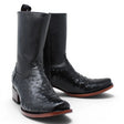 Bota Corta Dubai de Avestruz Grabado Color Negro con Cierra Q79BZ0305 - Quincy Boots