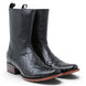 Quincy Men's Ostrich Print Dubai Square Toe Short Boot with Zipper - Black -  Pair Side View