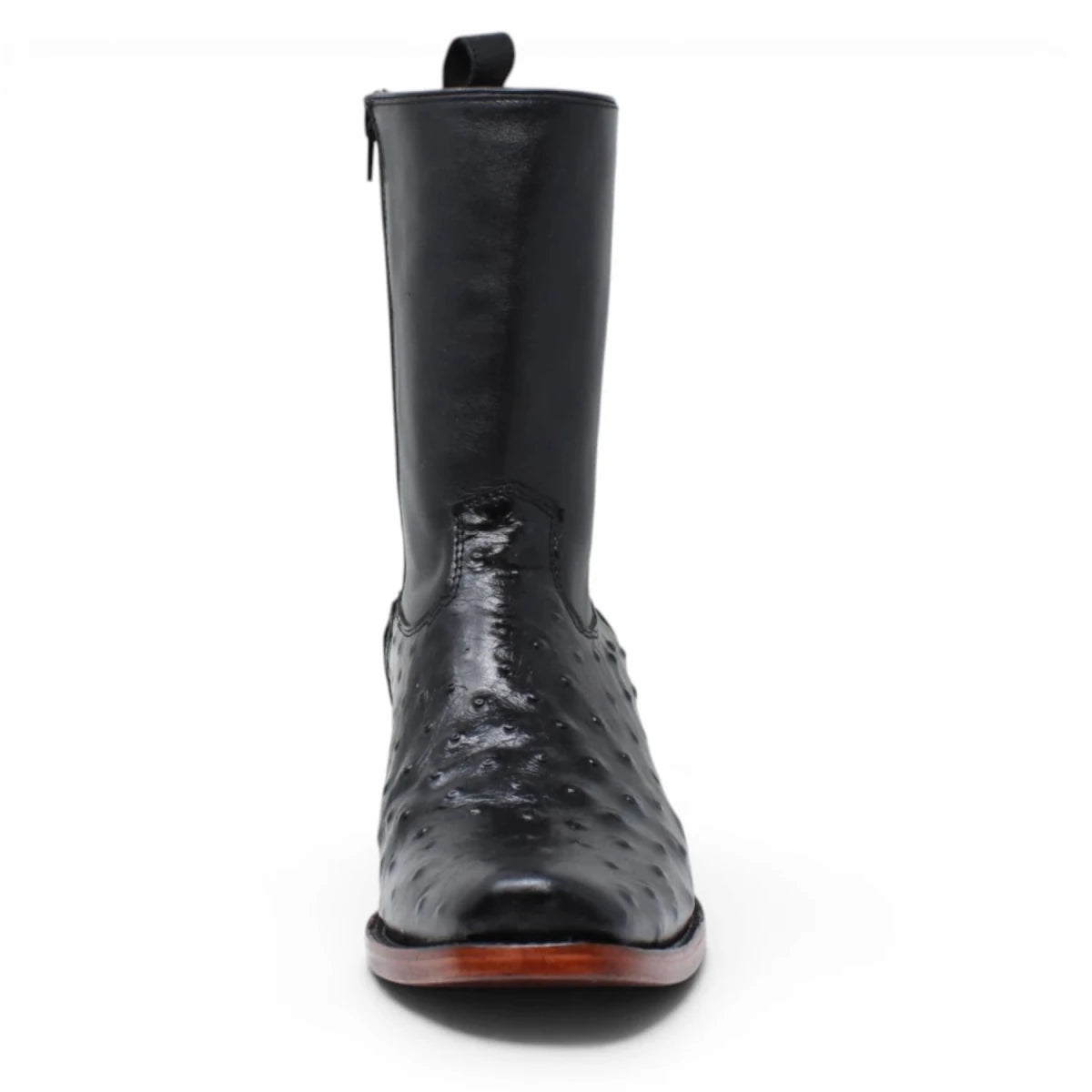 Bota Corta Dubai de Avestruz Grabado Color Negro con Cierra Q79BZ0305 - Quincy Boots